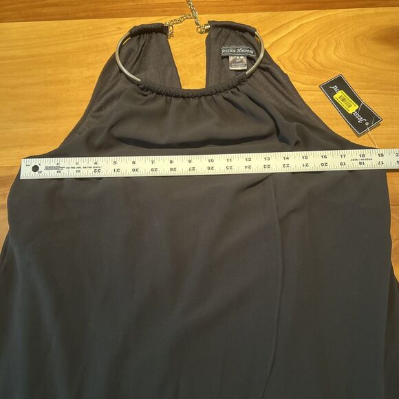 Jessica Howard Chiffon Halter Sheath Dress. 12P. Black. Knee Length. - Picture 8 of 10